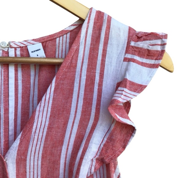 Old Navy Boho Ruffle Sleeve Wide Leg Crop Linen Jumpsuit NEW - Picture 5 of 6